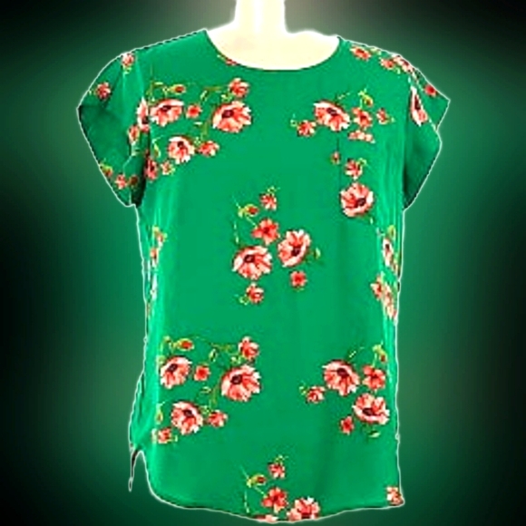 Lily White Tops - Lily White Women's Chiffon Top Blouse Floral Green/Red Medium